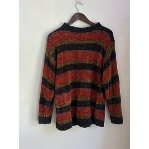 Vintage 90s Trendy Looks Striped Grunge Sweater M Oversized Fall Halloween